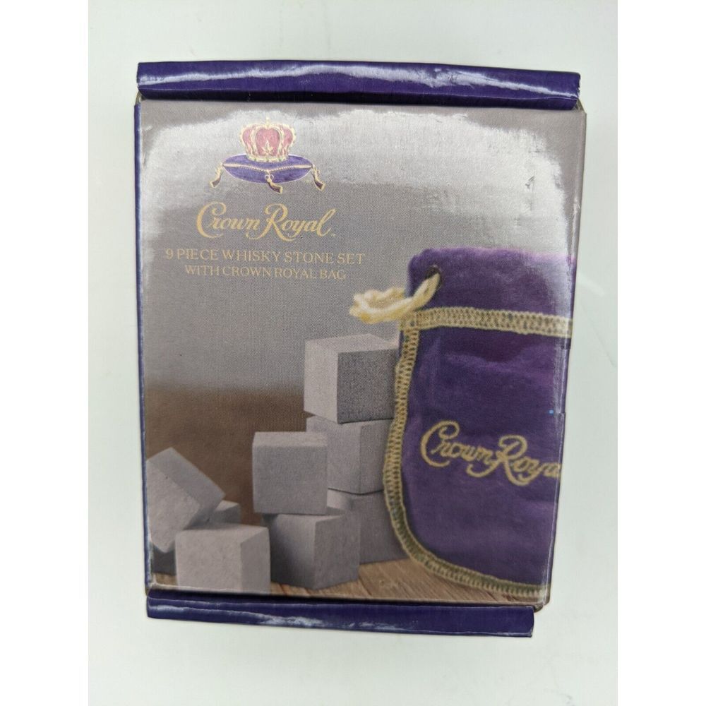 Crown Royal 9 Piece Whisky Stone Set With Crown Royal Bag Open Box